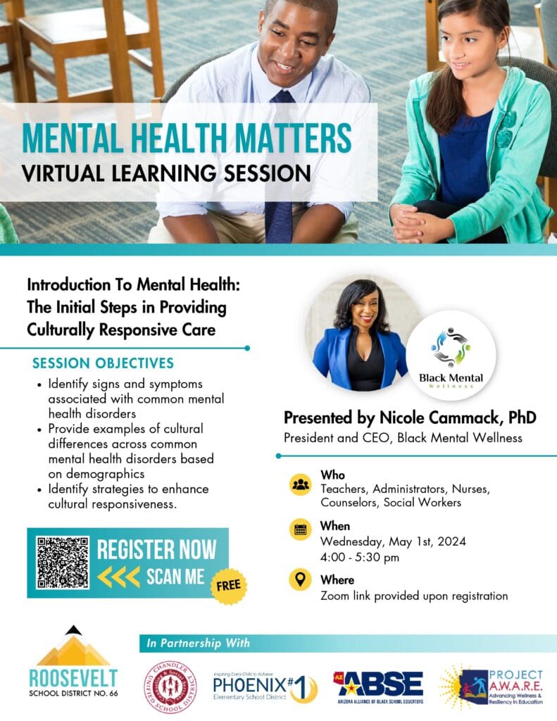 Virtual learning session on mental health awareness and culturally responsive care.